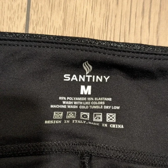 Santiny Black Womens M Medium Leggings Shiny Liquid Shimmery Dressy Sexy - Picture 3 of 3
